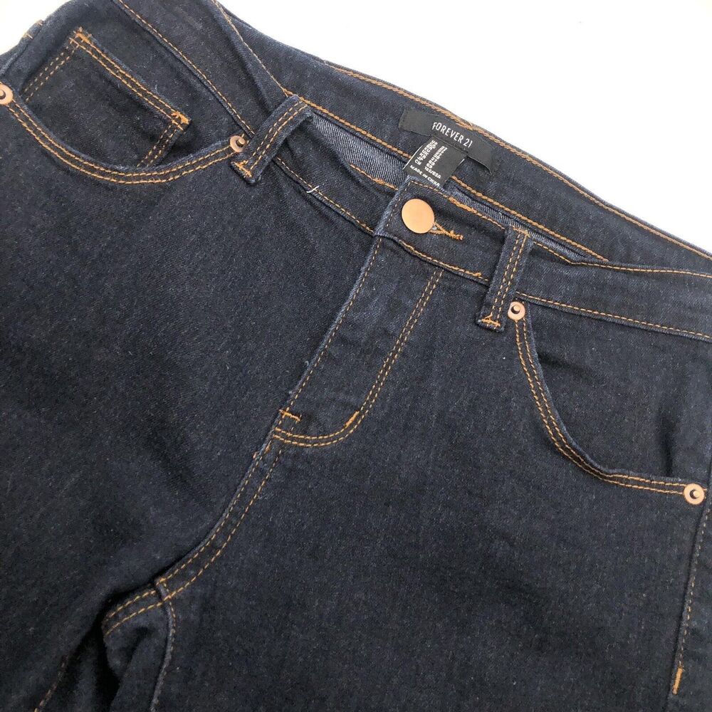 Forever 21 Womens Straight Skinny Ankle Jeans Size 27 Dark Wash Classic Chic